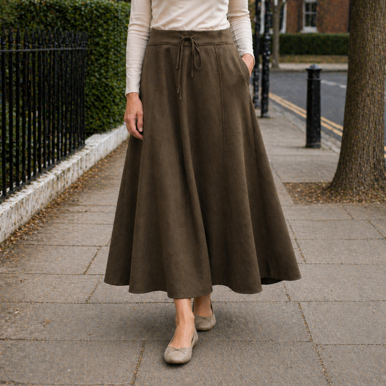 Women's Maxi Skirt | Practical Drawstring Waist | Soft Fabric