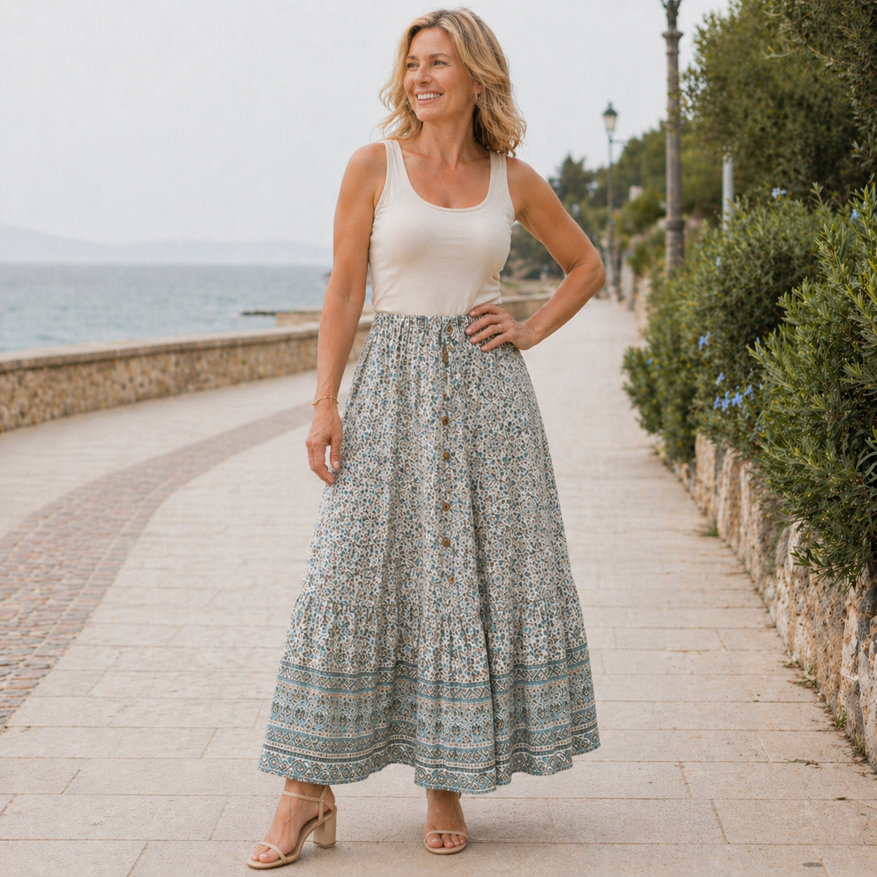 Maxi Skirt | Floral Pattern, Lightweight | Summer Clothes