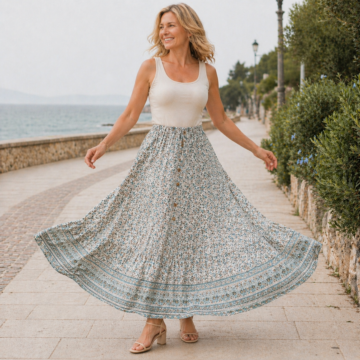 Maxi Skirt | Floral Pattern, Lightweight | Summer Clothes