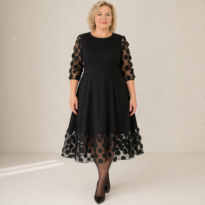 Plus Size Dress | Women's Polka Dot, Loosely Cut | Casual Modern Style