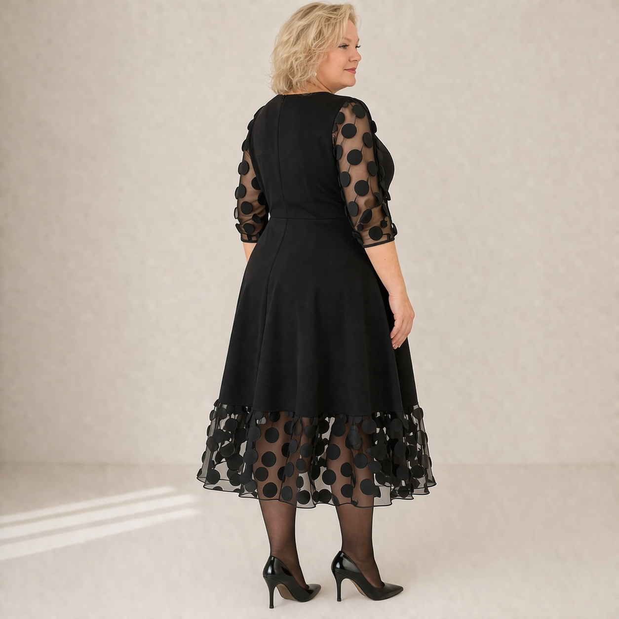 Plus Size Dress | Women's Polka Dot, Loosely Cut | Casual Modern Style