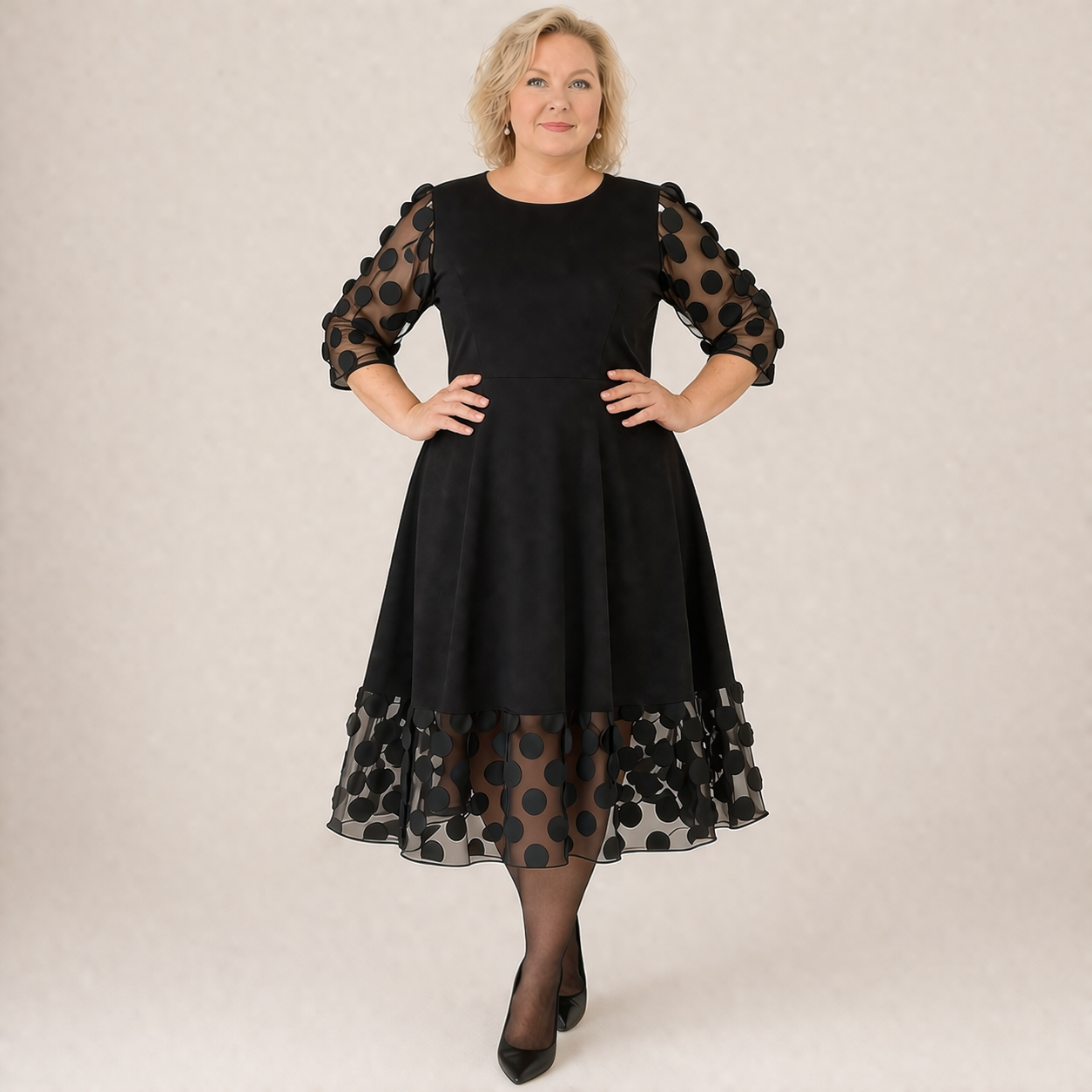 Plus Size Dress | Women's Polka Dot, Loosely Cut | Casual Modern Style