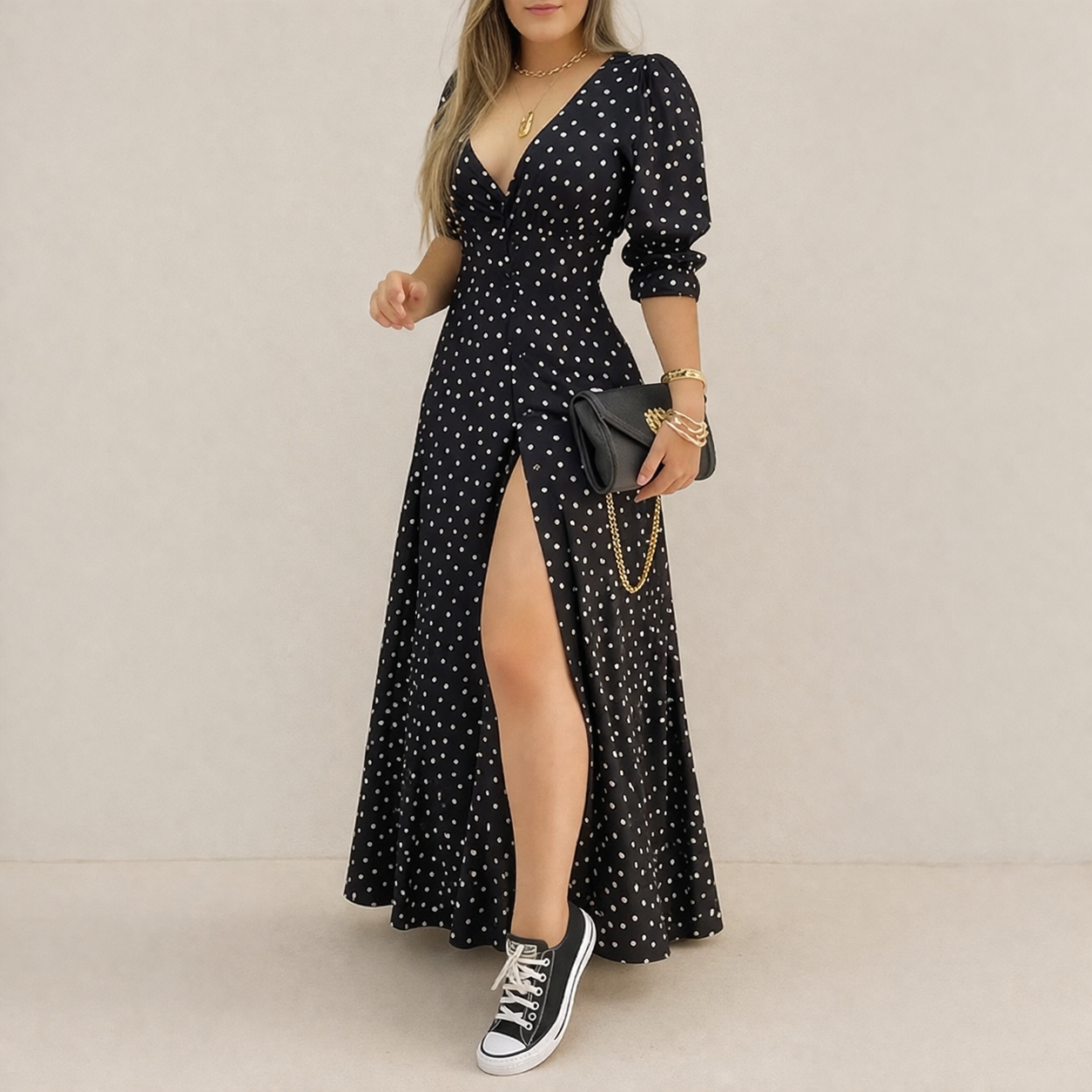Polka Dot Dress | Women's Elegant, Classic Style | Flowing Fit