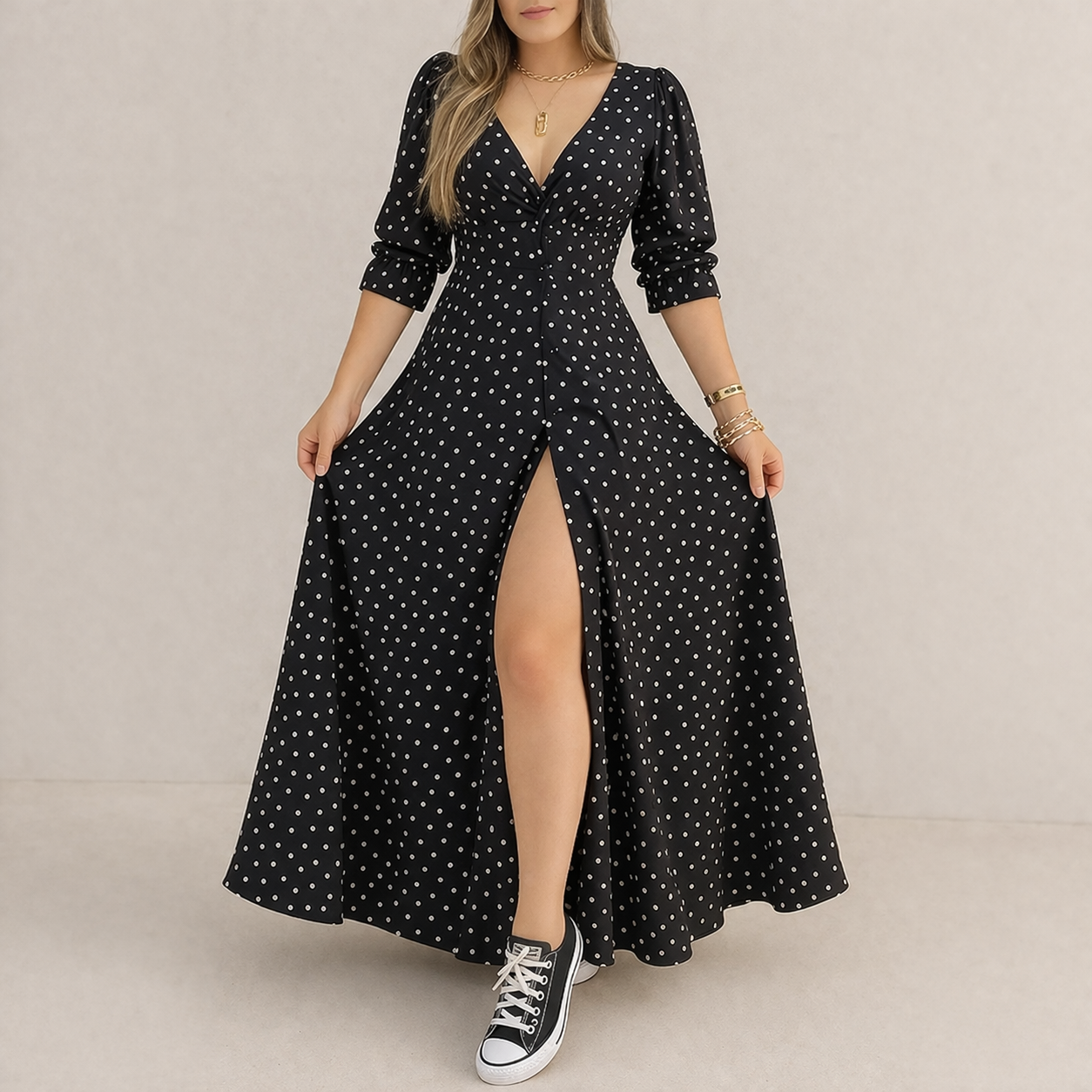 Polka Dot Dress | Women's Elegant, Classic Style | Flowing Fit