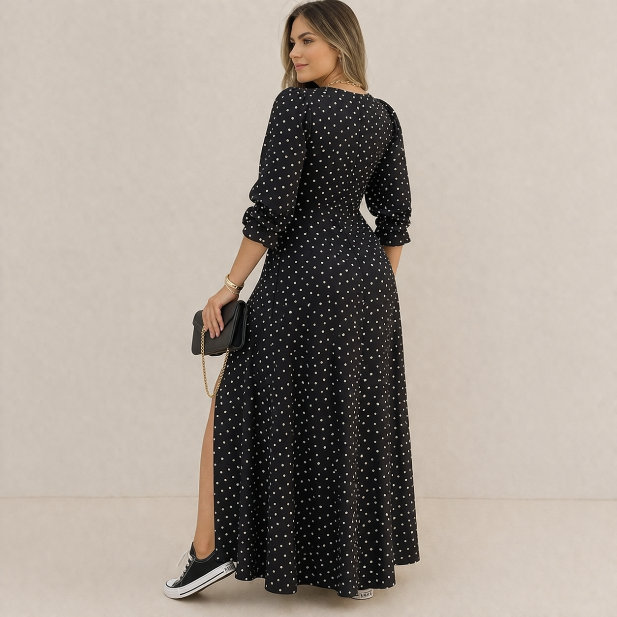 Polka Dot Dress | Women's Elegant, Classic Style | Flowing Fit