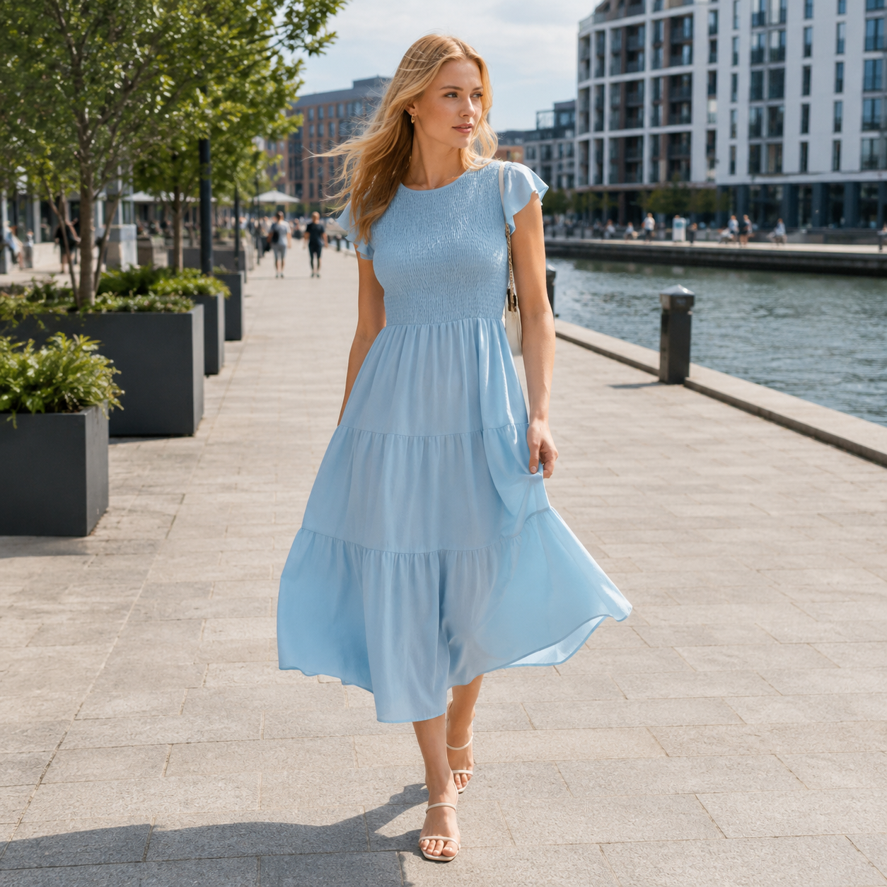 Summer dress with ruffles and pockets