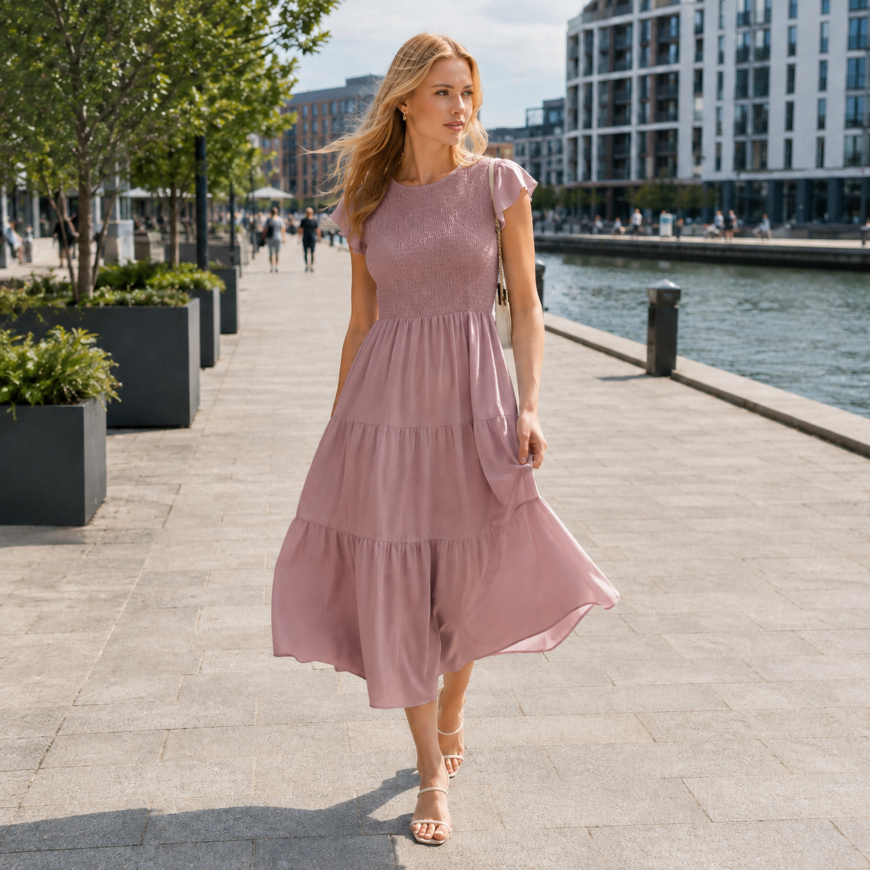 Summer dress with ruffles and pockets
