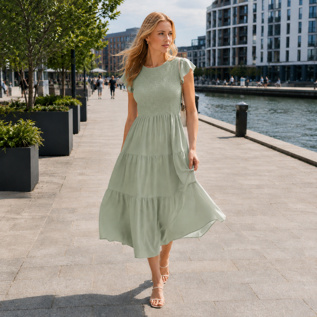 Summer dress with ruffles and pockets