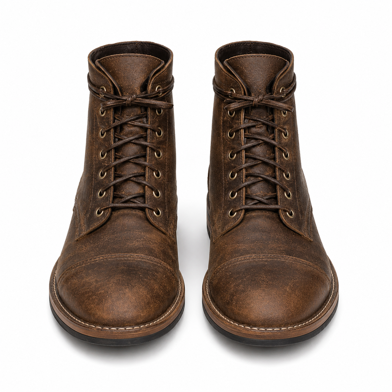 Men's leather boots lace-up retro style