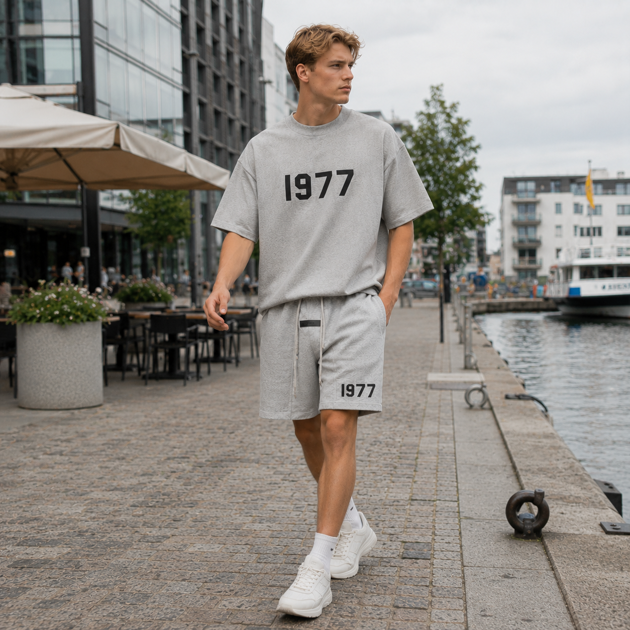 Men's Summer Set | Gray Cotton, Oversized Fit