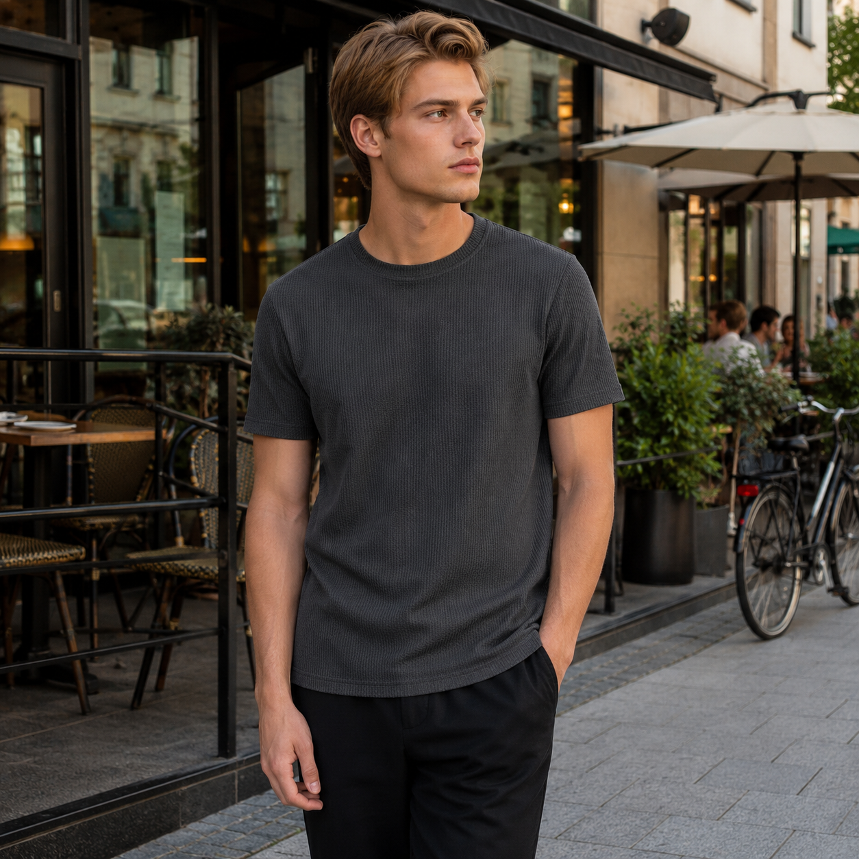 Levi T-shirt - Waffle texture - Men's fashion