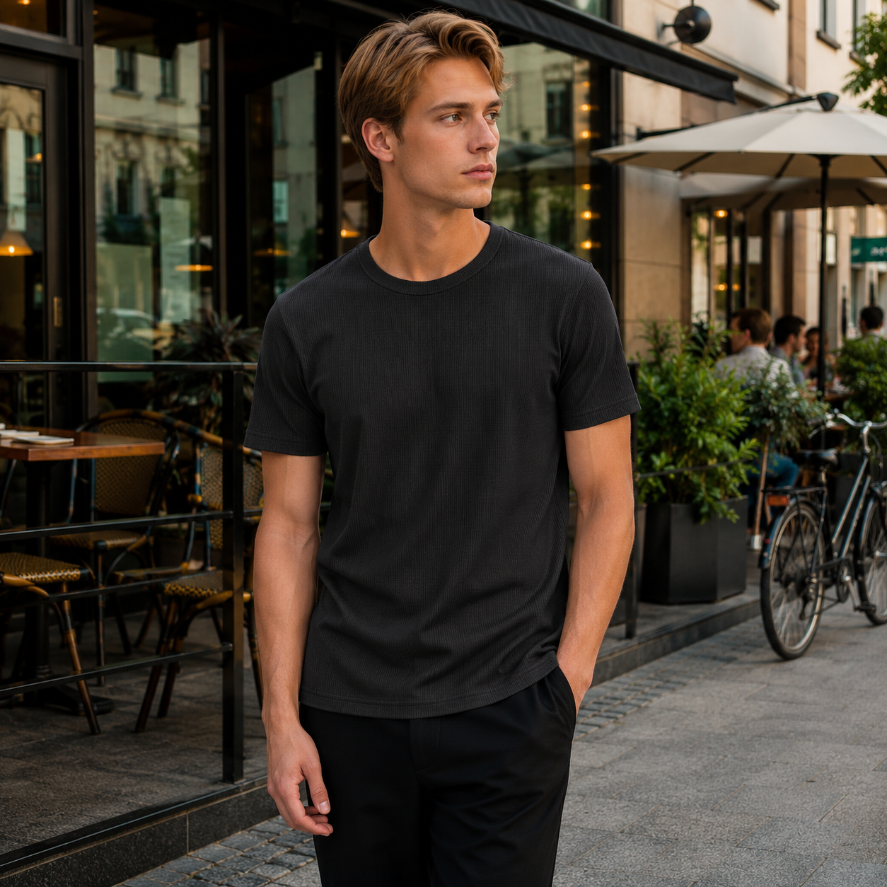 Levi T-shirt - Waffle texture - Men's fashion