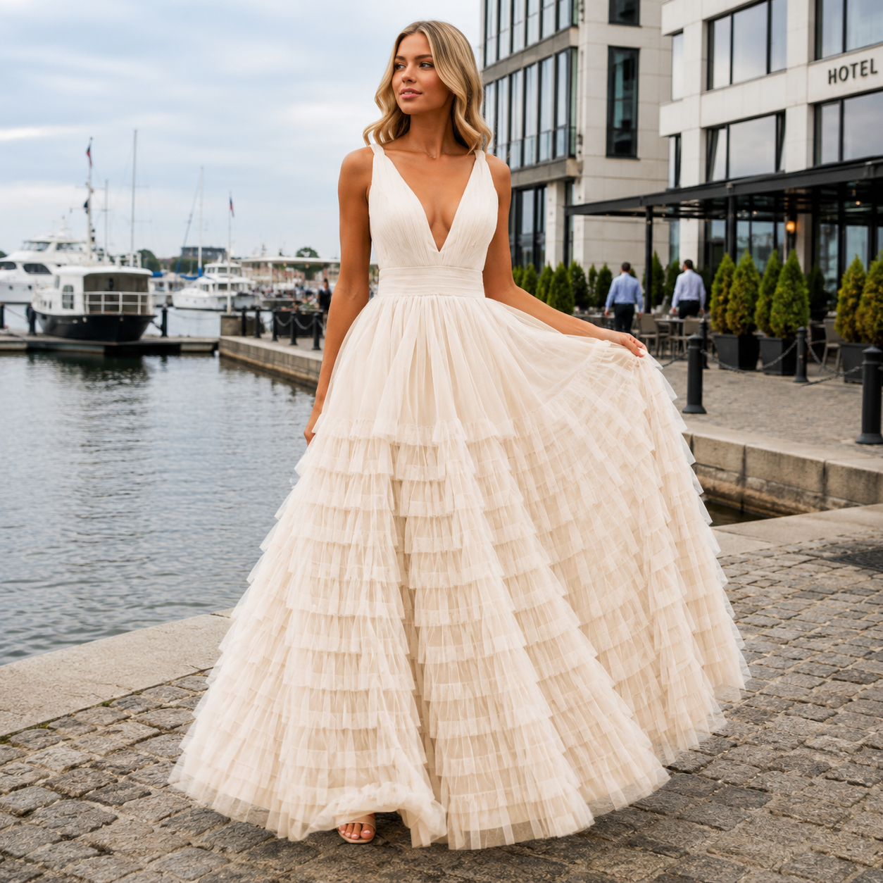 Maxi Dress for Women | Belted, Ruffled Hem | Elegant Party Dress