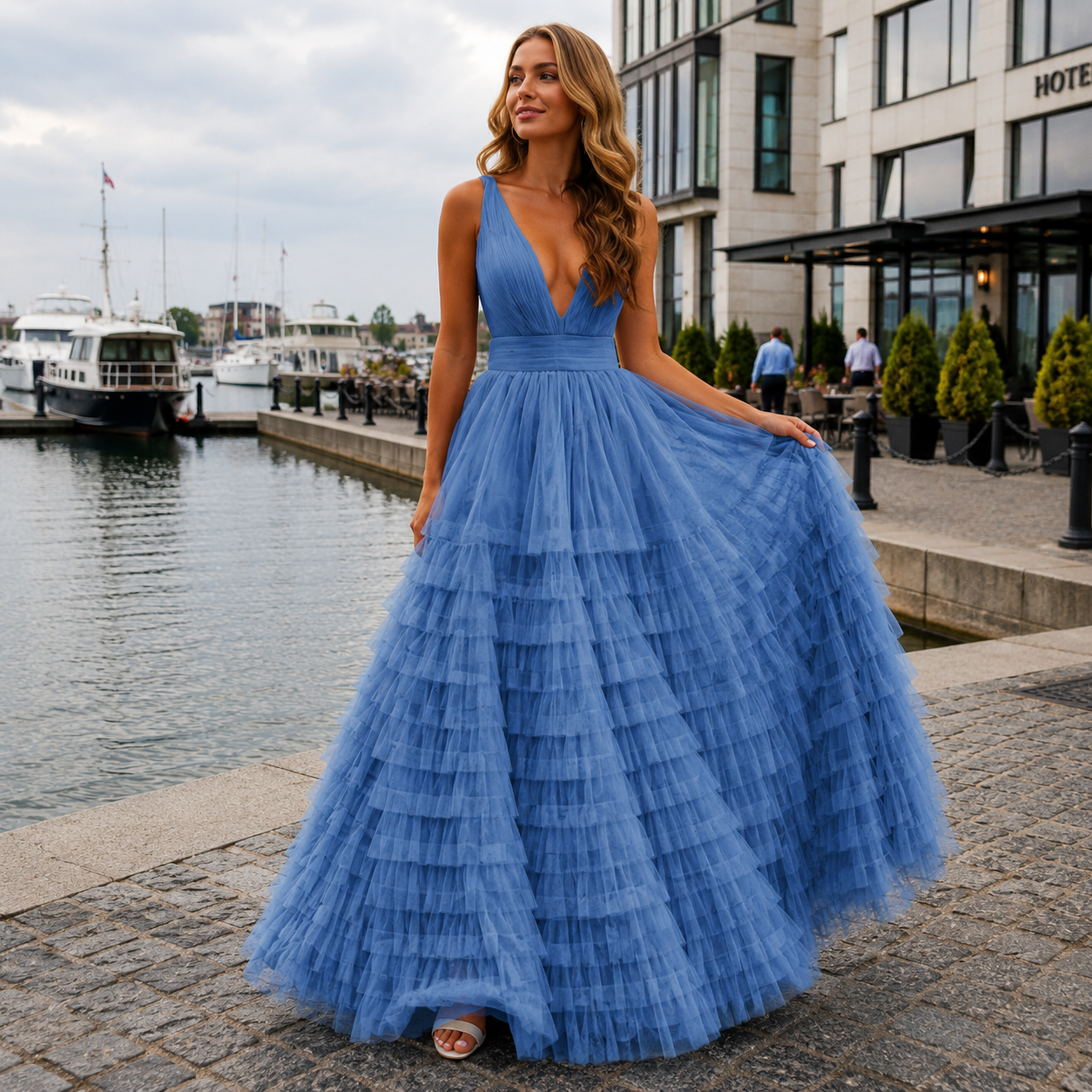 Maxi Dress for Women | Belted, Ruffled Hem | Elegant Party Dress