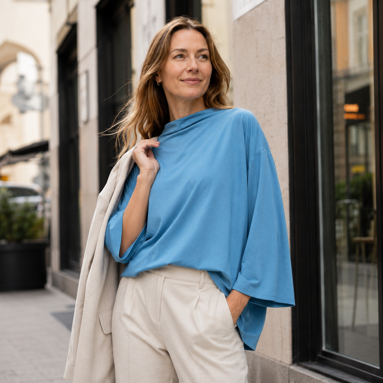Women's casual blouse polyester short sleeves