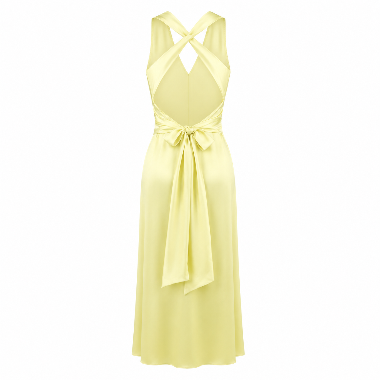 Long dress | Backless design, ankle length | V-neck