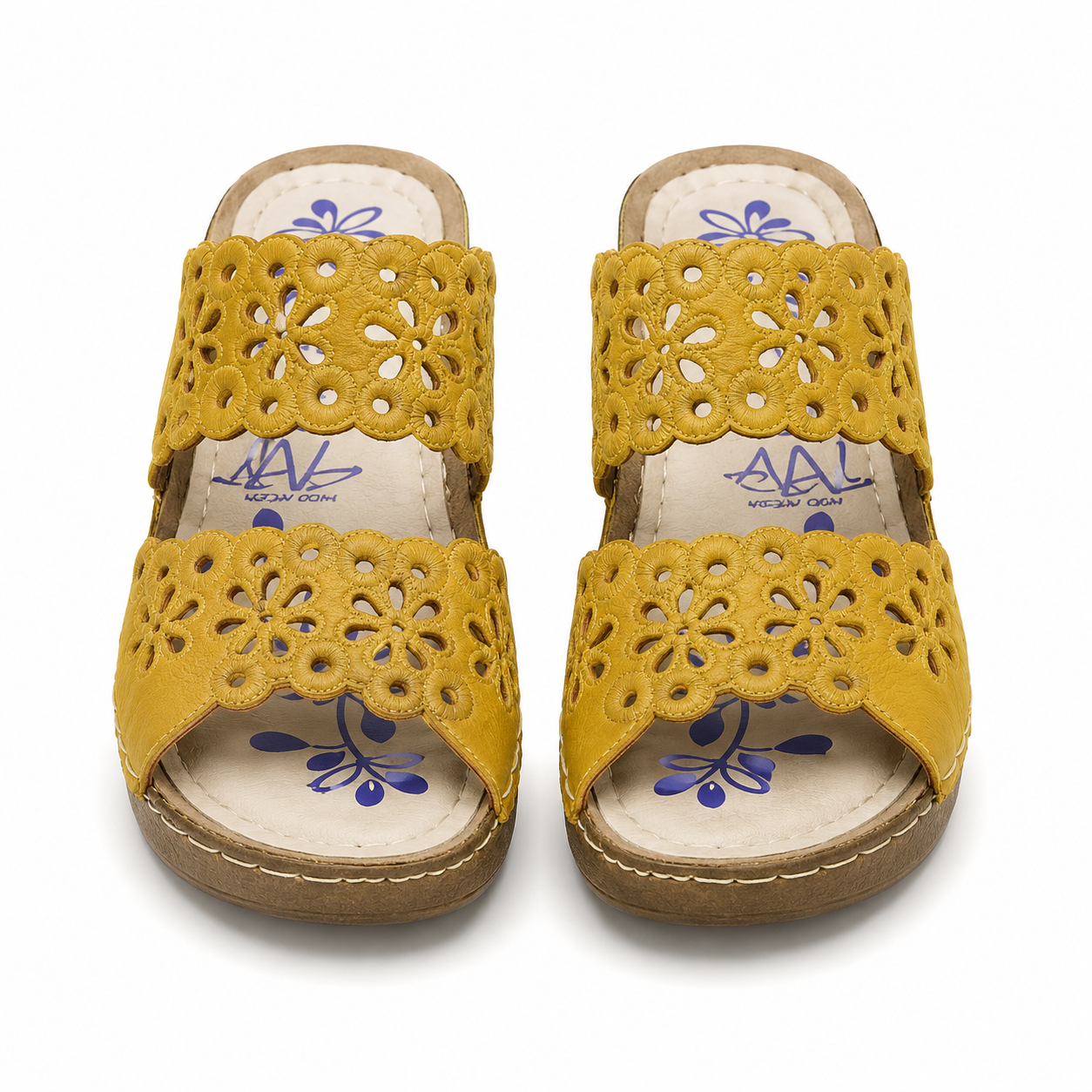 Orthopedic sandals floral pattern wedge heel