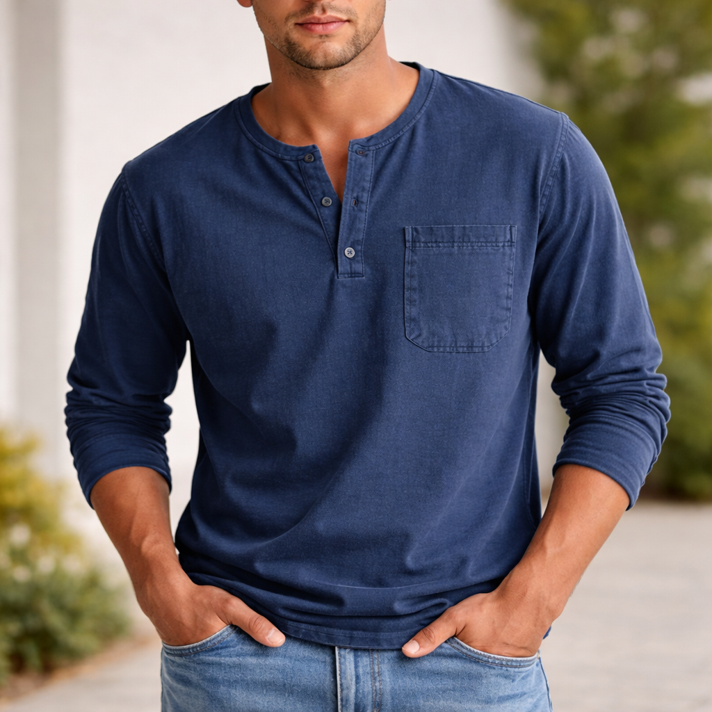 Men's Henley Shirt | Long-Sleeve Cotton | Casual Style