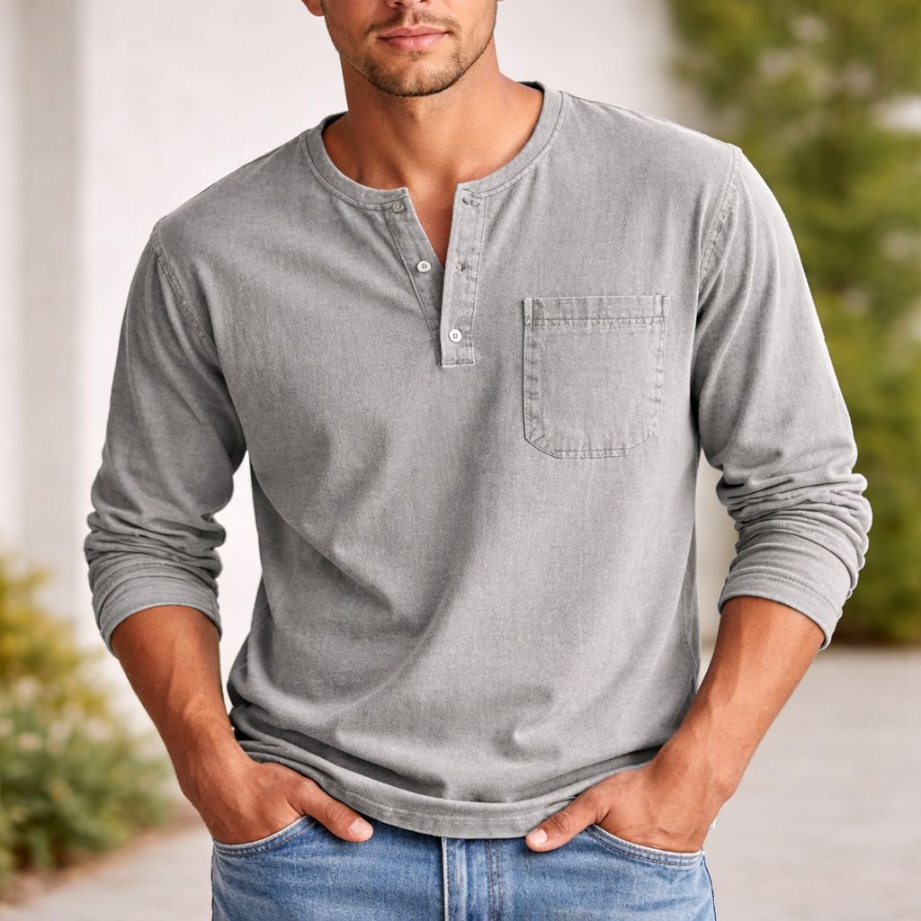 Men's Henley Shirt | Long-Sleeve Cotton | Casual Style