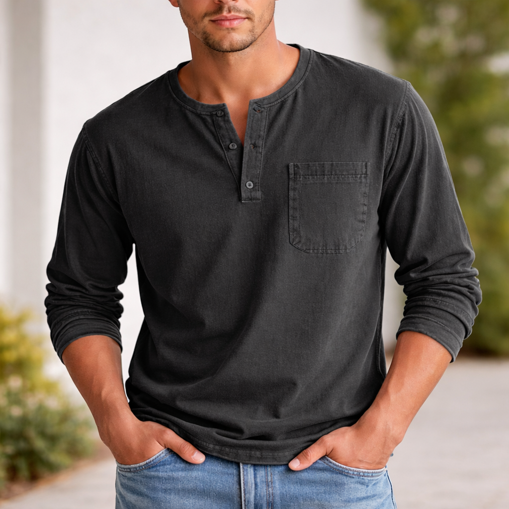 Men's Henley Shirt | Long-Sleeve Cotton | Casual Style