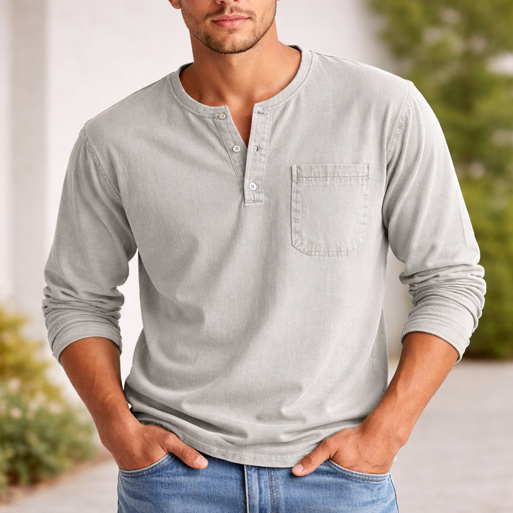 Men's Henley Shirt | Long-Sleeve Cotton | Casual Style