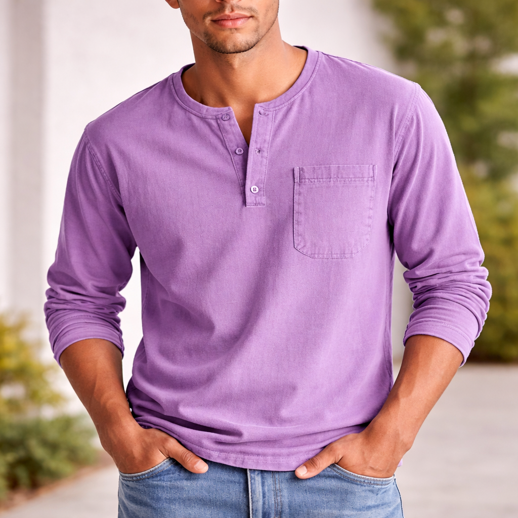 Men's Henley Shirt | Long-Sleeve Cotton | Casual Style