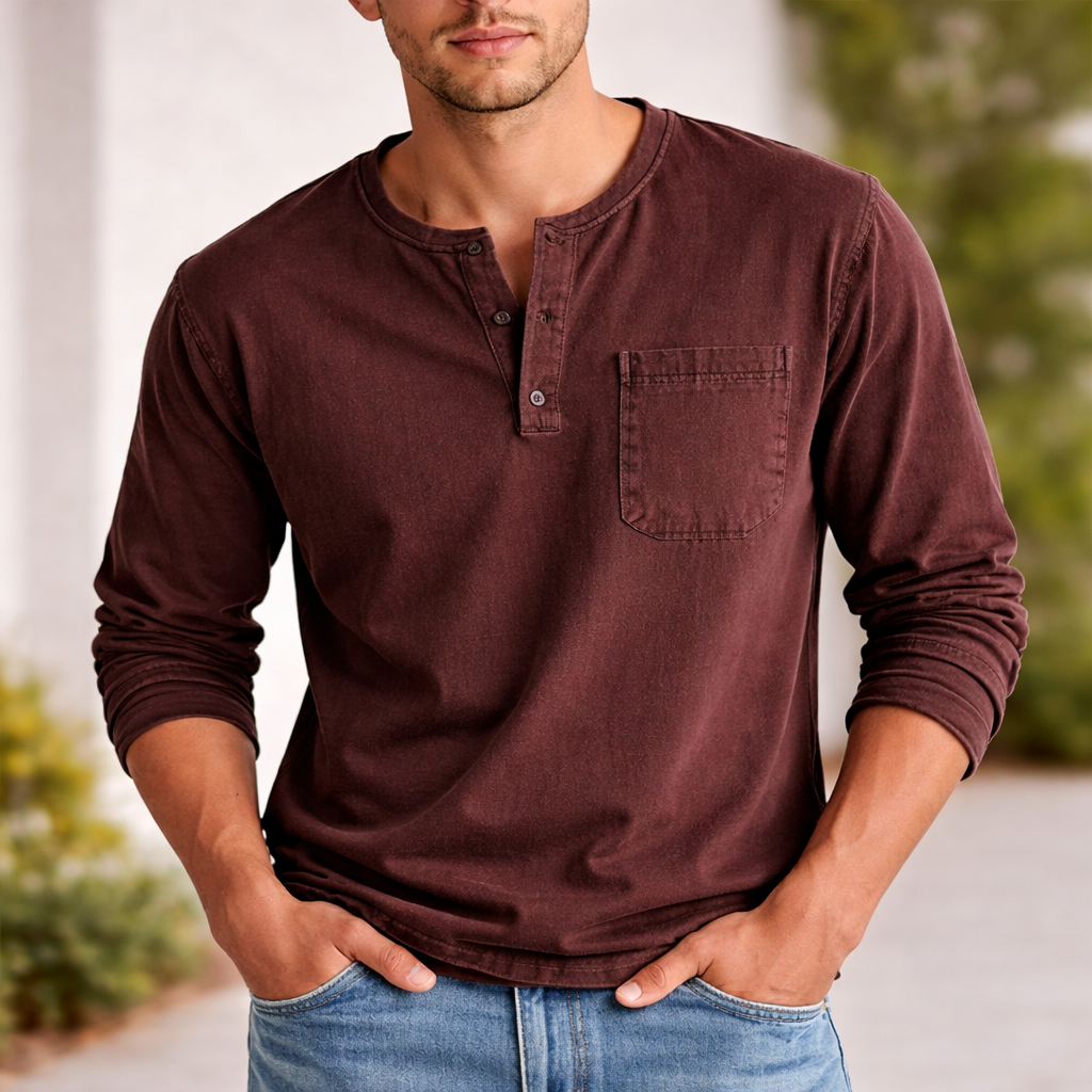 Men's Henley Shirt | Long-Sleeve Cotton | Casual Style