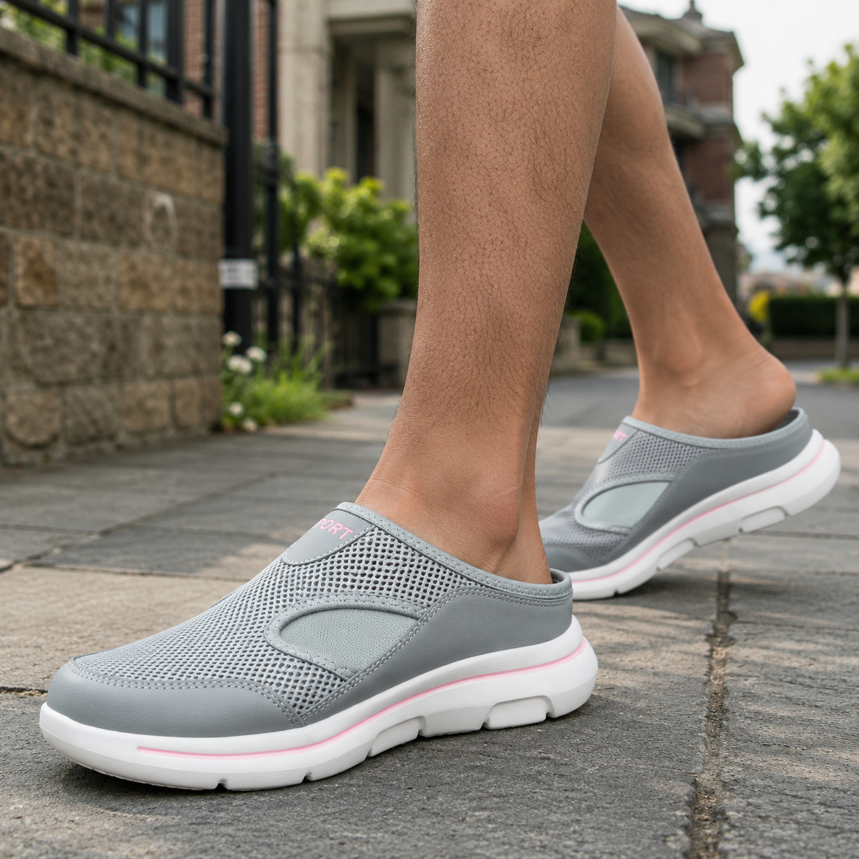 Men's Orthopedic Slippers Mesh Fabric with Integrated Insole