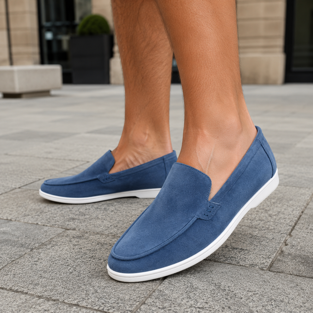 Men's leather loafers vintage style without laces Sonny