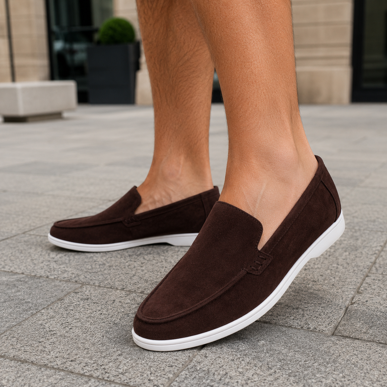Men's leather loafers vintage style without laces Sonny