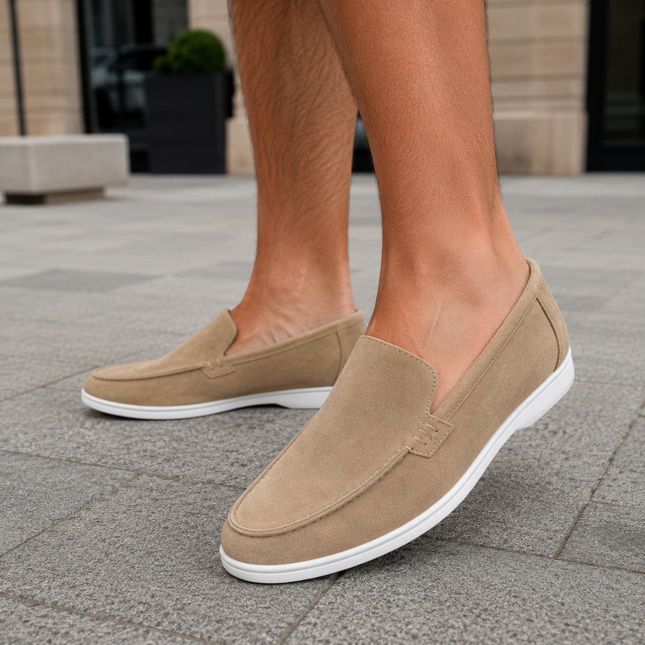 Men's leather loafers vintage style without laces Sonny