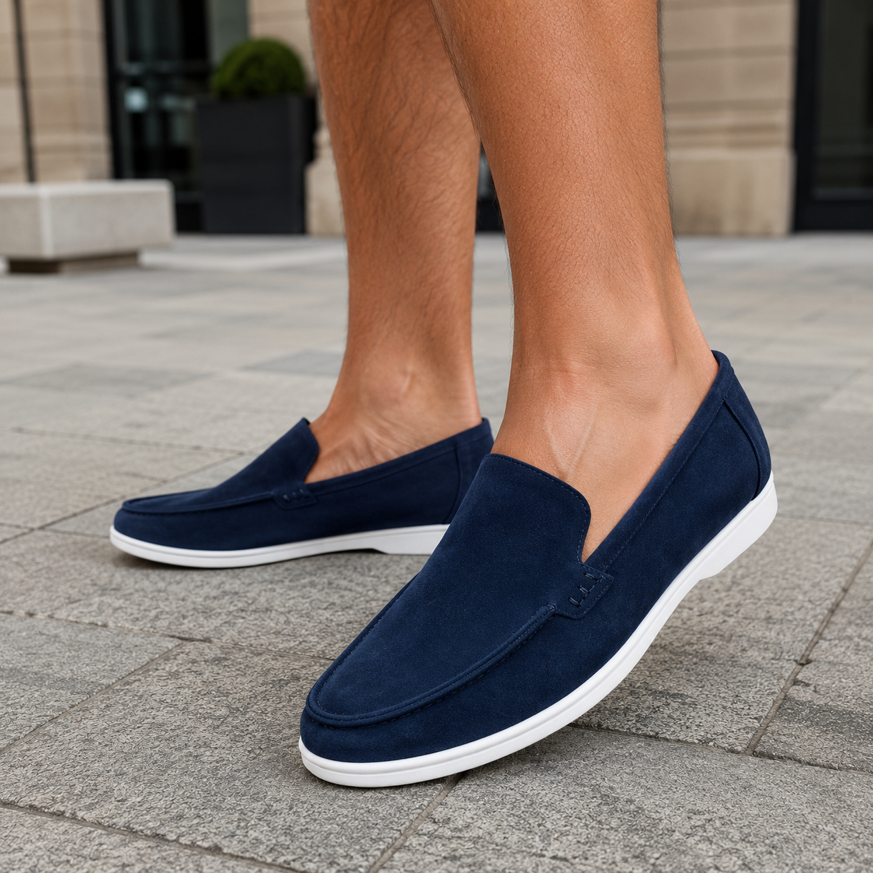 Men's leather loafers vintage style without laces Sonny