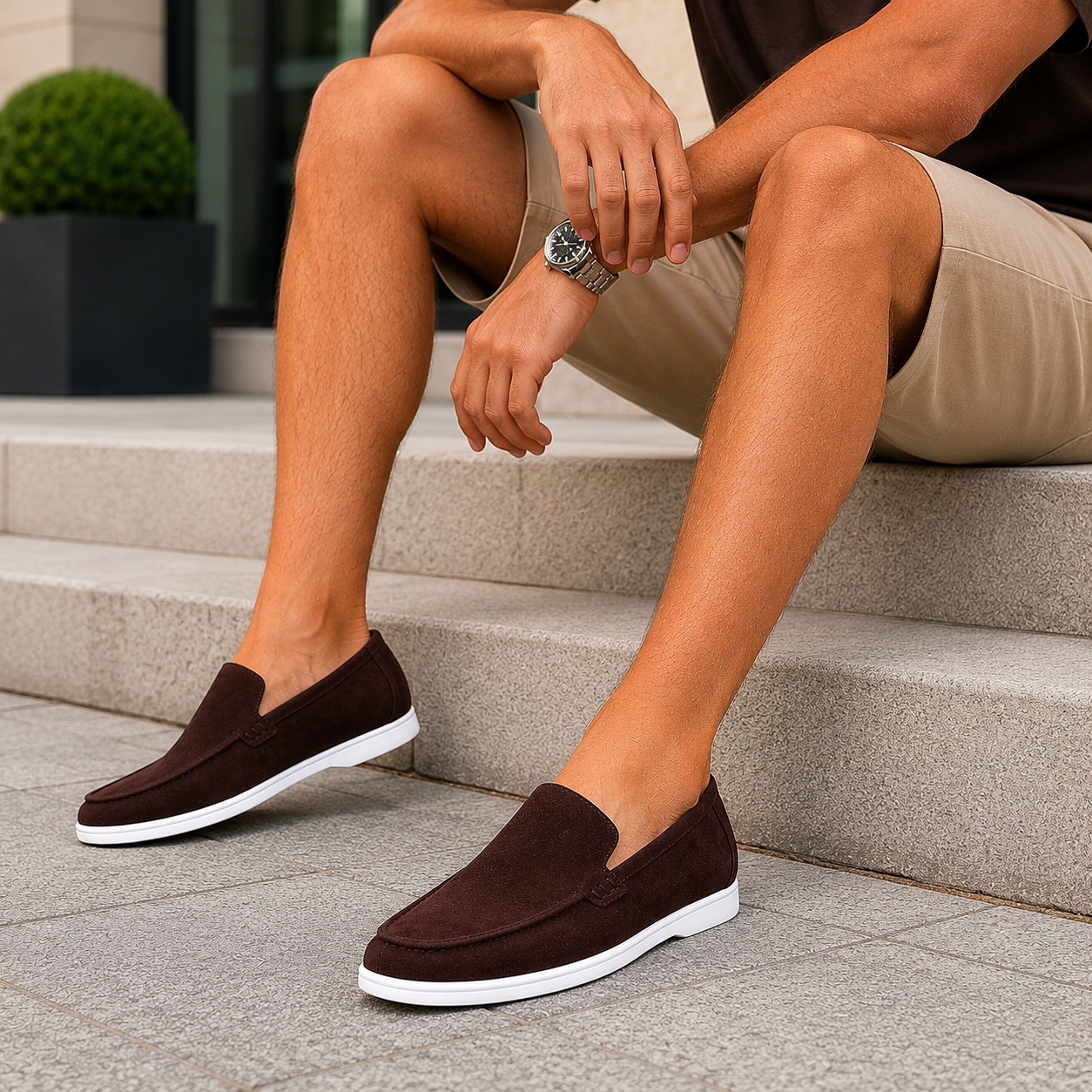 Men's leather loafers vintage style without laces Sonny