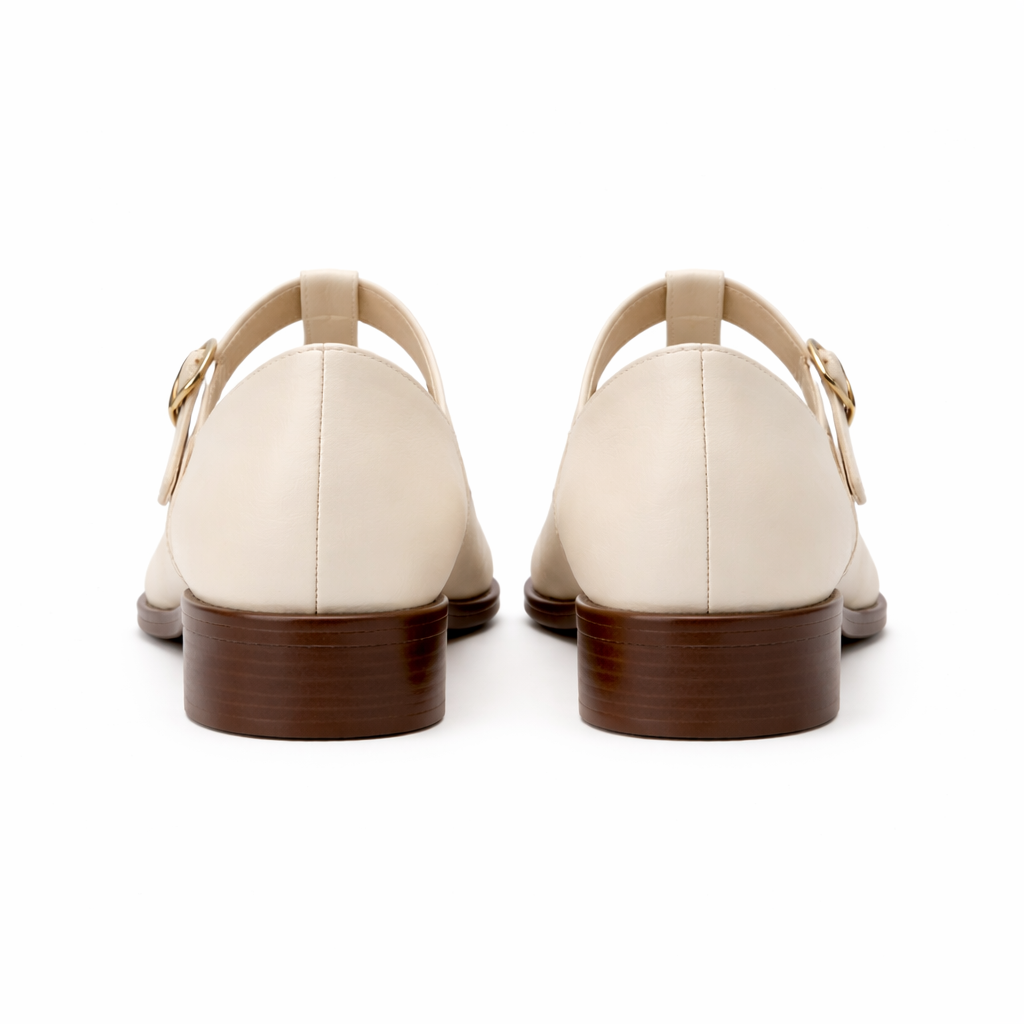 Women's Mary Jane shoes | T-strap, low heel | Brogue detail