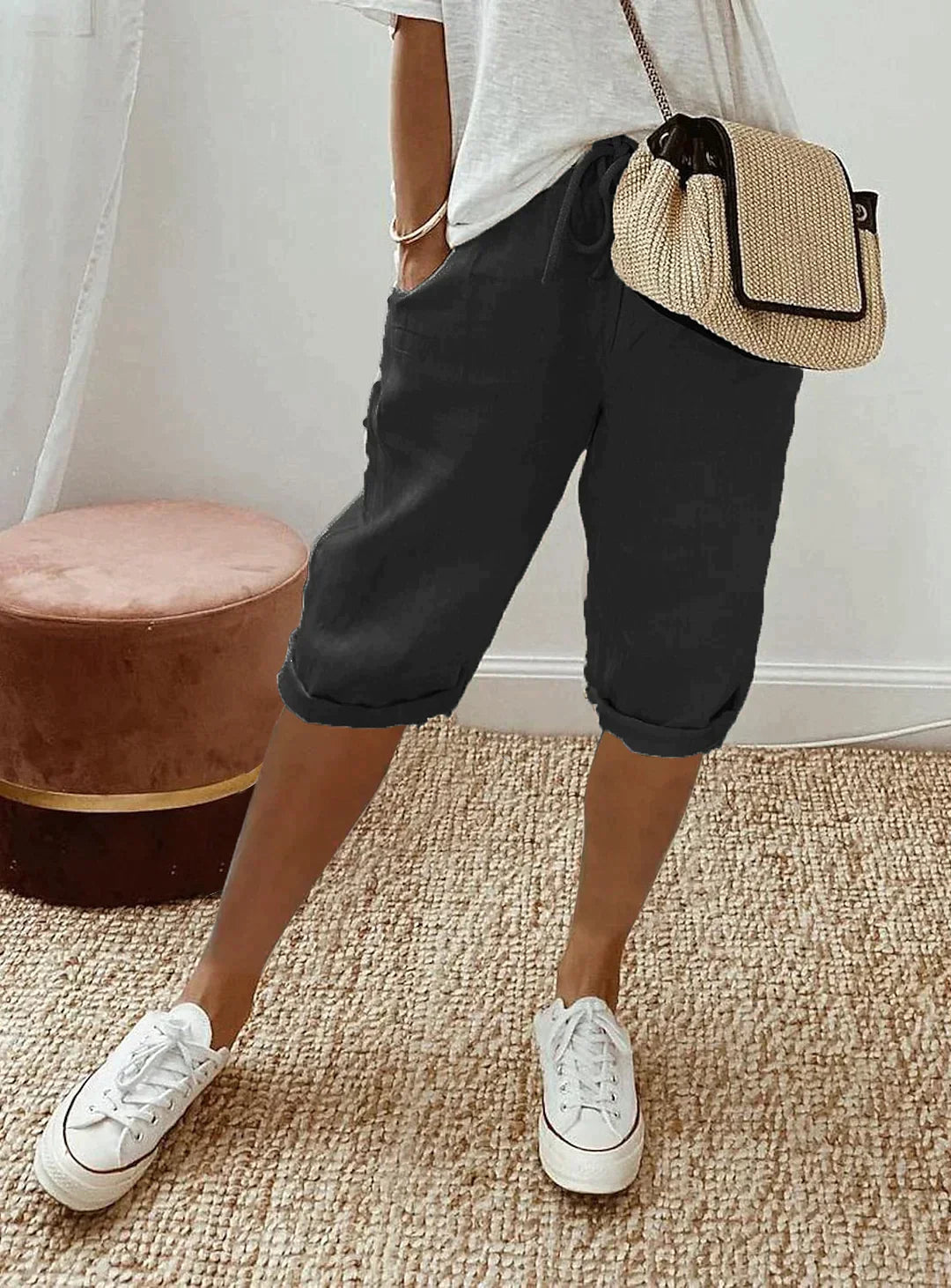 Pants - Women | Capri Pants, Stretch Waist | Casual, With Pockets