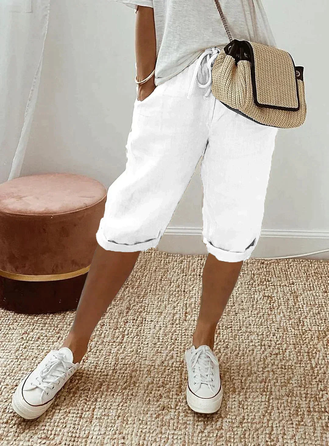 Pants - Women | Capri Pants, Stretch Waist | Casual, With Pockets