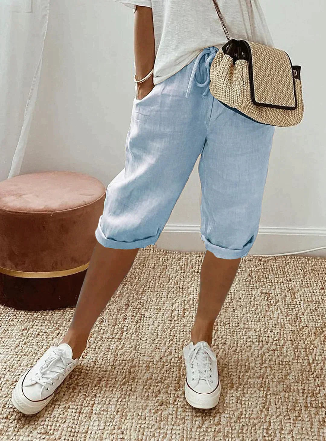 Pants - Women | Capri Pants, Stretch Waist | Casual, With Pockets
