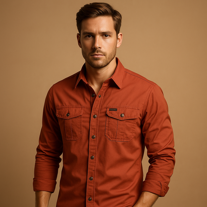 Men's Cargo Shirt | Long Sleeve, Cotton | Utility Style, Flap Pockets