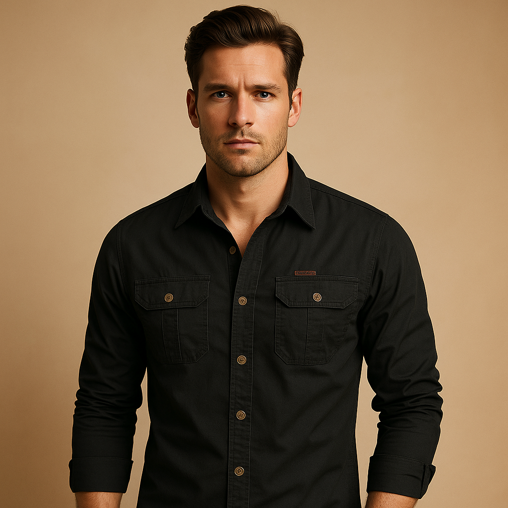 Men's Cargo Shirt | Long Sleeve, Cotton | Utility Style, Flap Pockets