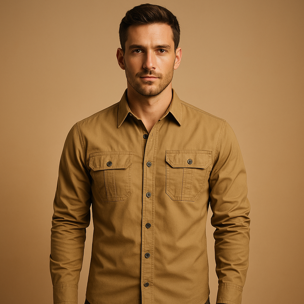 Men's Cargo Shirt | Long Sleeve, Cotton | Utility Style, Flap Pockets