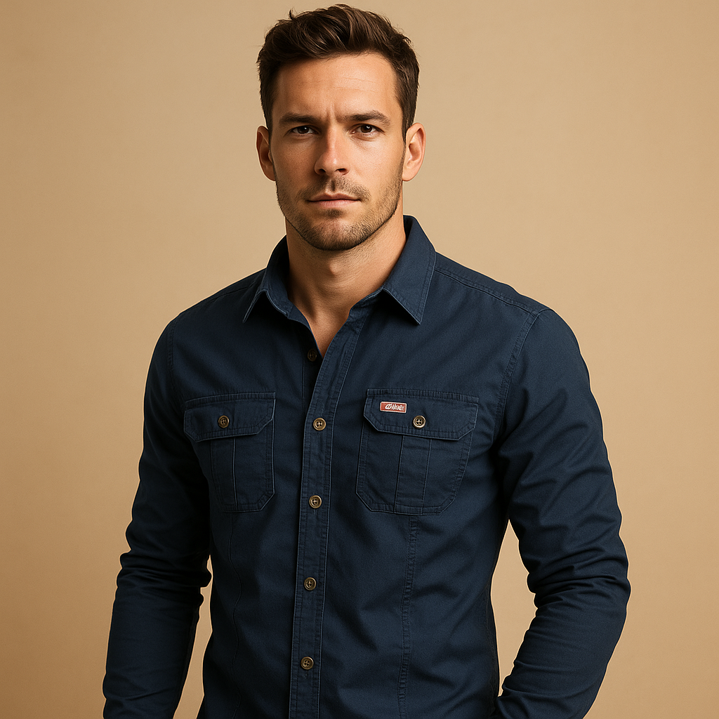 Men's Cargo Shirt | Long Sleeve, Cotton | Utility Style, Flap Pockets
