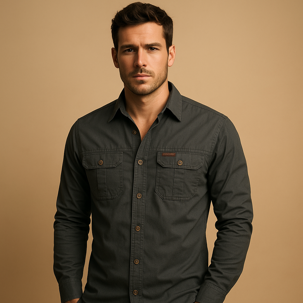 Men's Cargo Shirt | Long Sleeve, Cotton | Utility Style, Flap Pockets