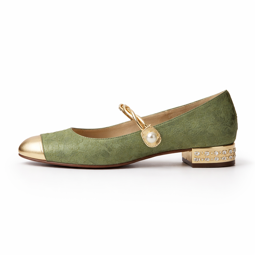 Women's Mary Jane shoes | Square toe, orthopedic comfort | Ballet shoes with pearl trim