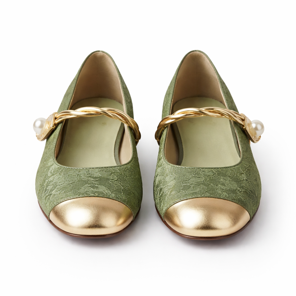 Women's Mary Jane shoes | Square toe, orthopedic comfort | Ballet shoes with pearl trim