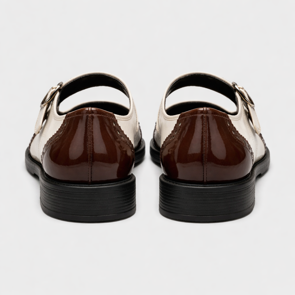 Women's Mary Jane Shoes | Two-Tone | Adjustable Strap, Vintage Brogue