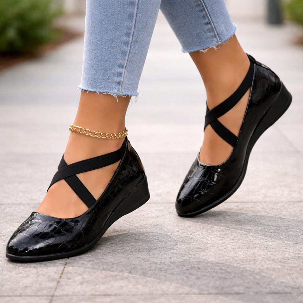 Women's Wedge Heels Elastic Laces Elevated Sole