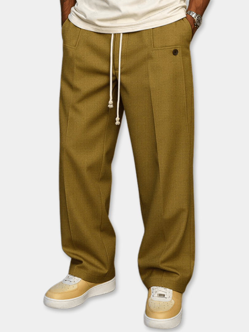 Men's Casual Pants | Elastic Waist, Drawstring | Wide Leg
