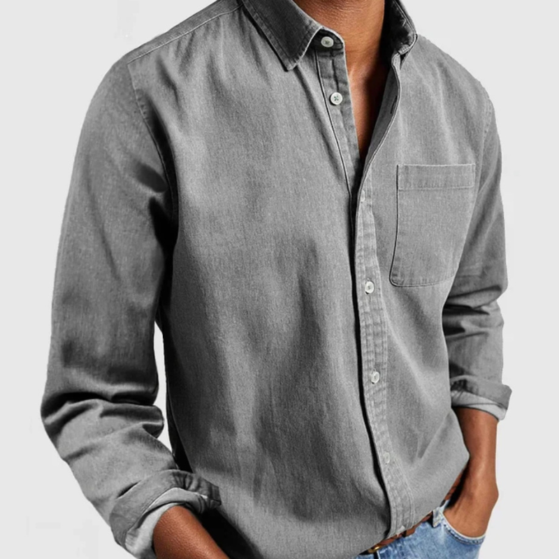 Men's dress shirt | Cotton, long-sleeved | Lightweight button-up shirt, chest pocket