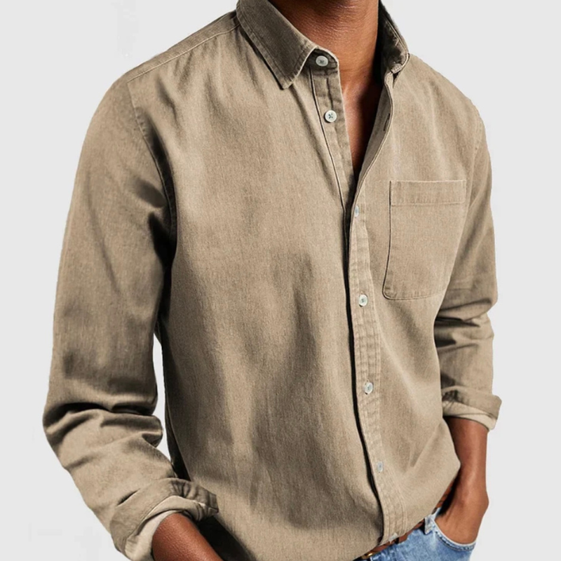 Men's dress shirt | Cotton, long-sleeved | Lightweight button-up shirt, chest pocket