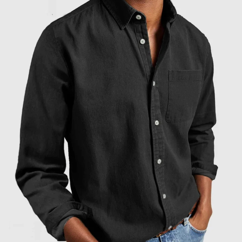 Men's dress shirt | Cotton, long-sleeved | Lightweight button-up shirt, chest pocket